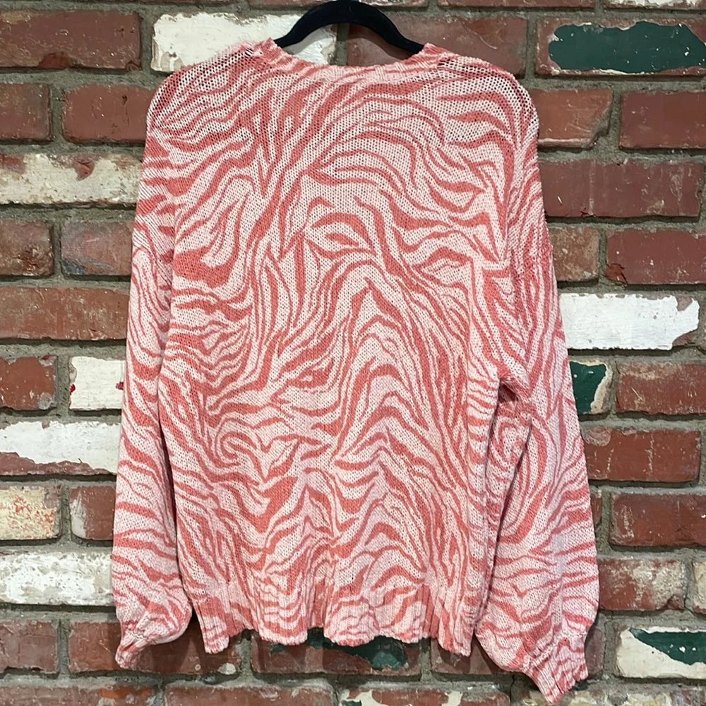 Revolve Show Me Your Mumu Sweater pink Zebra Knit NWT - Picture 4 of 5